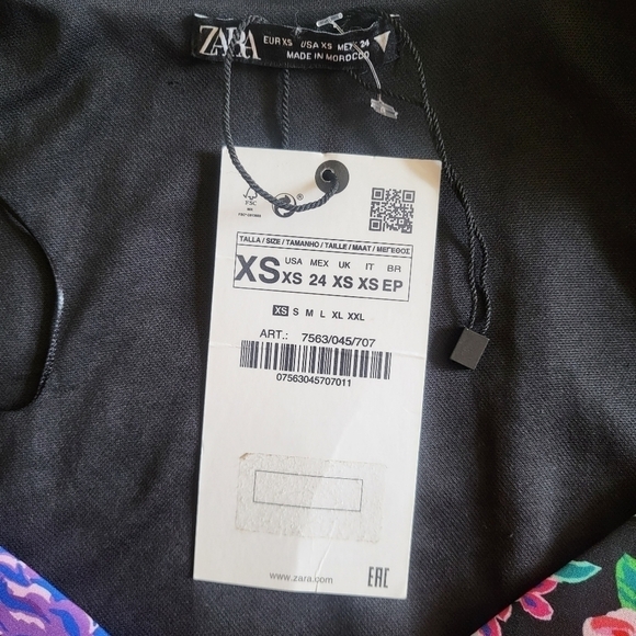 New Zara Floral Print Sweetheart Neckline Short Puff Sleeves Crop Top NWT XS - Picture 14 of 16